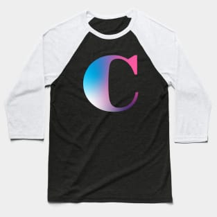 Capital Letter C Monogram Gradient Pink Blue White Baseball T-Shirt